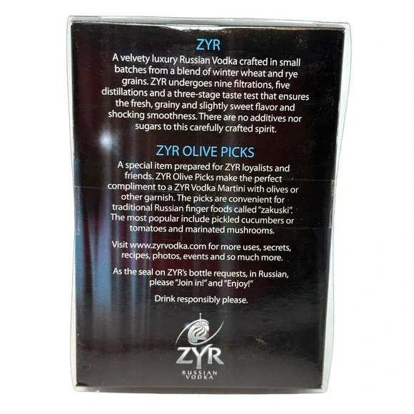 NOS ZYR Russian Vodka Olive Picks (4) Glass Swizzle Stirrers Cocktail Barware - Picture 5 of 5